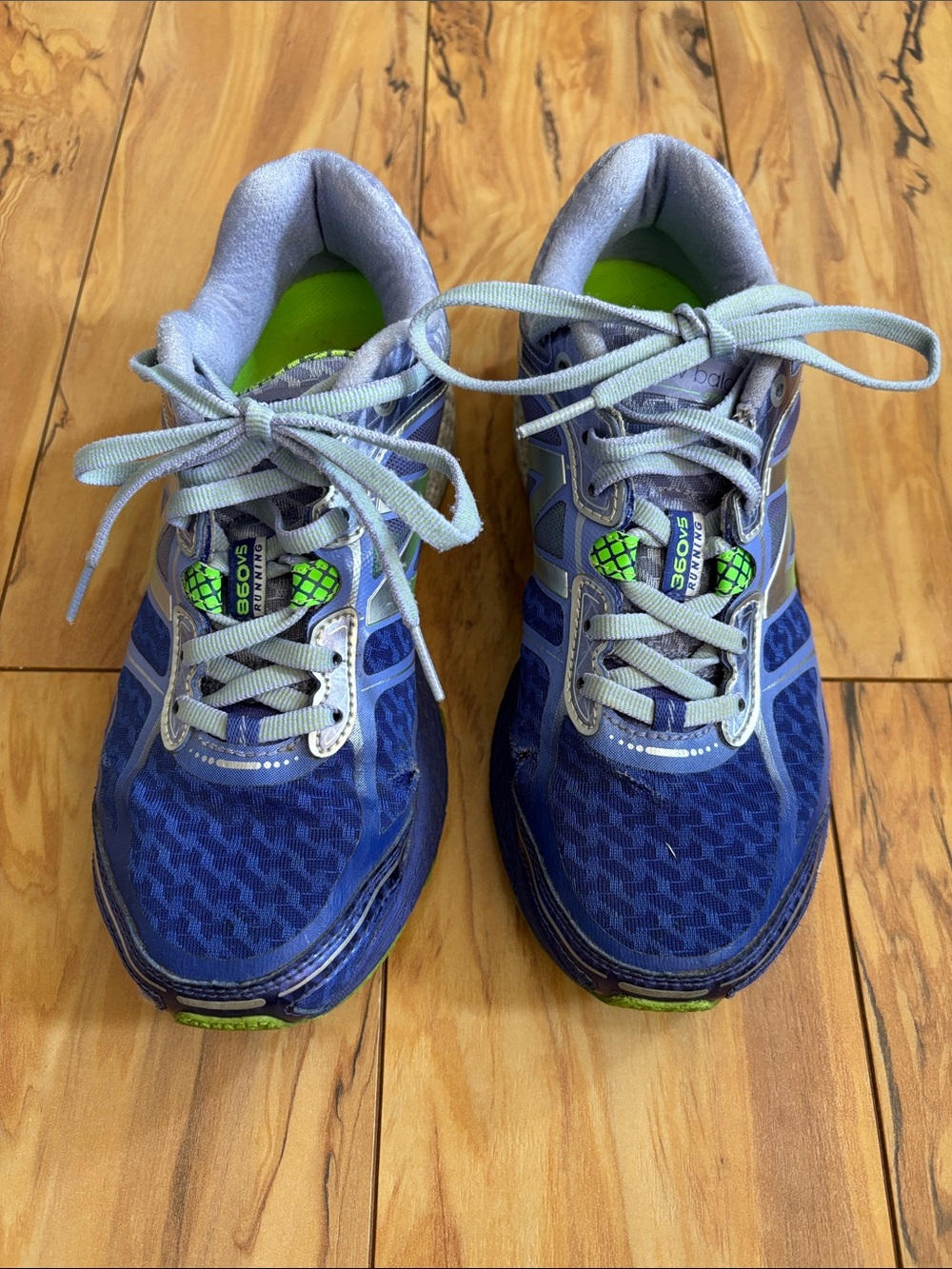 New Balance Blue Sneakers with Neon Green Accents.  Running Shoes